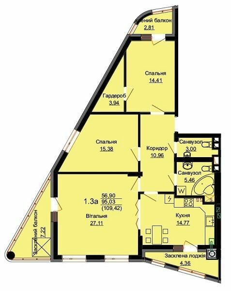 3-кімнатна 109.42 м² в ЖК Z-119 від забудовника, Львів