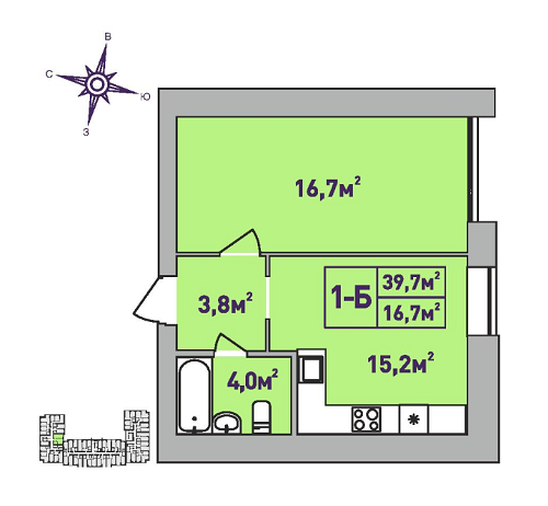 1-комнатная 39.7 м² в ЖК Центральный-Премиум от 25 800 грн/м², г. Ирпень