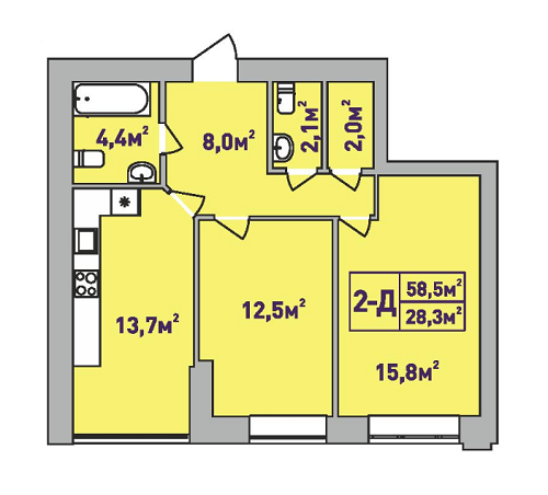 2-кімнатна 58.5 м² в ЖК Центральний-Преміум від 32 200 грн/м², м. Ірпінь