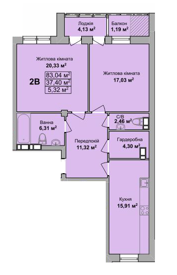 2-кімнатна 83.04 м² в ЖК на вул. Вишневецького, 18 від 16 500 грн/м², Черкаси