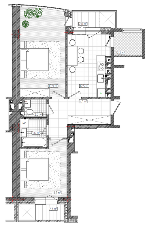 2-комнатная 64 м² в ЖК Женевьева-2 от 28 800 грн/м², г. Ирпень