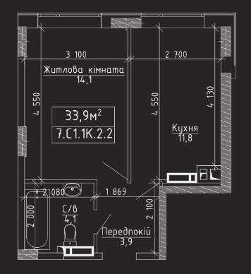1-комнатная 33.9 м² в ЖМ Новая Буча от 15 000 грн/м², г. Буча