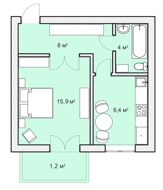 1-кімнатна 38.5 м² в ЖК Покровський Двір від 15 800 грн/м², смт Чабани