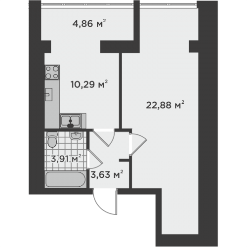 1-комнатная 45.57 м² в ЖК Millennium State от застройщика, г. Буча