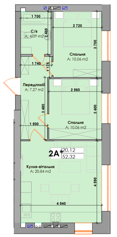 2-комнатная 52.32 м² в ЖК Элемент от 20 000 грн/м², г. Ирпень