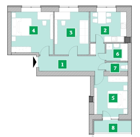 3-кімнатна 77.2 м² в ЖК Компаньйон від 17 550 грн/м², с. Сокільники