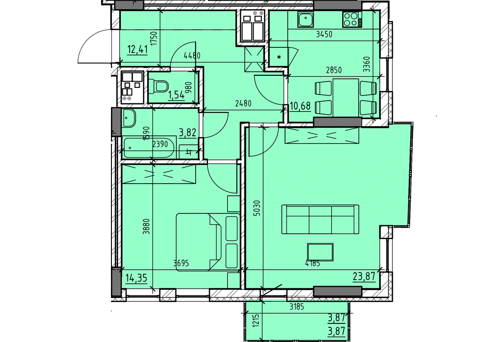 2-кімнатна 70.54 м² в ЖК Topolis від 18 548 грн/м², Львів