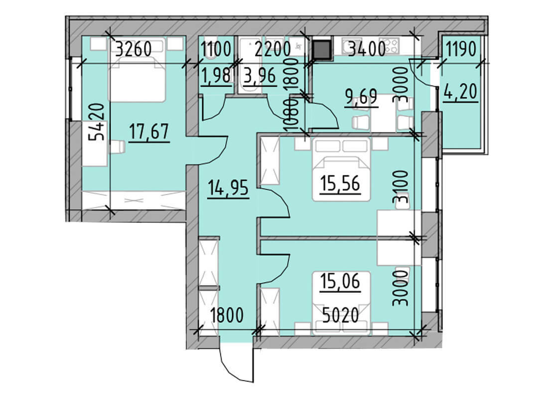 3-кімнатна 80.13 м² в ЖК Компаньйон від 21 000 грн/м², с. Сокільники