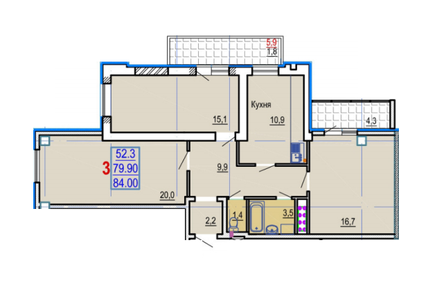 3-комнатная 84 м² в ЖК Gaudi Hall от 17 500 грн/м², Харьков