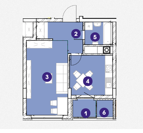 1-комнатная 42.32 м² в ЖК Америка от 12 999 грн/м², Львов