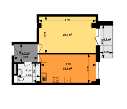 1-кімнатна 44.9 м² в ЖК Вектор від 36 500 грн/м², Харків