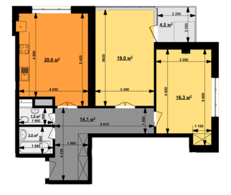 2-комнатная 76.3 м² в ЖК Вектор от 36 200 грн/м², Харьков