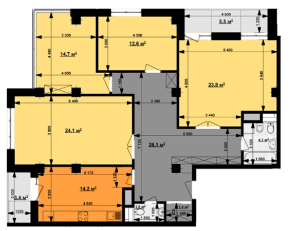 4-комнатная 126.4 м² в ЖК Вектор от 43 100 грн/м², Харьков