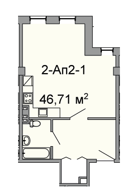1-кімнатна 46.71 м² в ЖК Троїцький від 46 100 грн/м², Дніпро