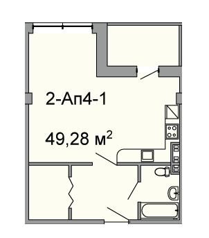 1-кімнатна 52.78 м² в ЖК Троїцький від 46 100 грн/м², Дніпро