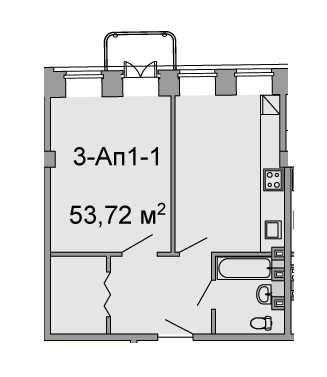 1-комнатная 53.72 м² в ЖК Троицкий от 46 100 грн/м², Днепр