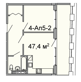 2-комнатная 47.4 м² в ЖК Троицкий от 33 750 грн/м², Днепр