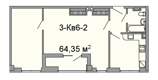 2-комнатная 64.35 м² в ЖК Троицкий от 43 250 грн/м², Днепр