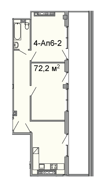 2-кімнатна 72.2 м² в ЖК Троїцький від 43 250 грн/м², Дніпро