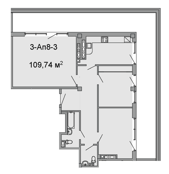 3-комнатная 109.74 м² в ЖК Троицкий от 43 250 грн/м², Днепр