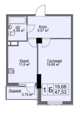 1-комнатная 47.53 м² в ЖК Ключ от 39 000 грн/м², Харьков