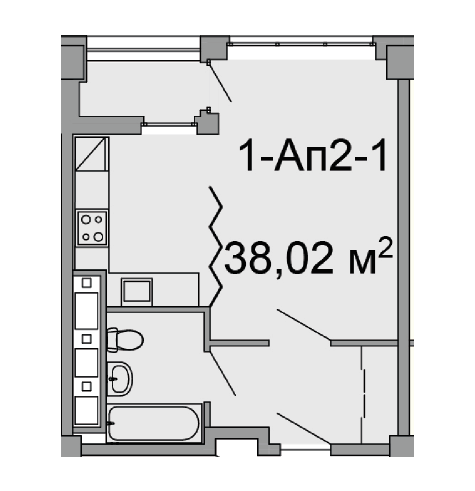 1-кімнатна 38.02 м² в ЖК Троїцький від 43 650 грн/м², Дніпро