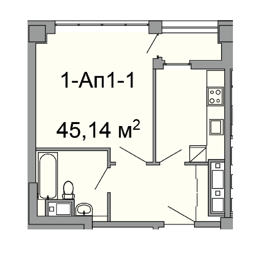 1-кімнатна 45.14 м² в ЖК Троїцький від 46 100 грн/м², Дніпро