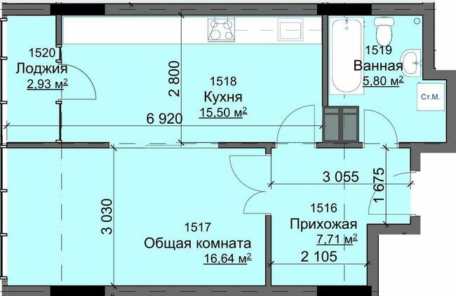 1-комнатная 48.58 м² в ЖК Кристалл от застройщика, Харьков
