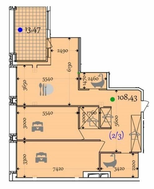 2-комнатная 121.9 м² в ЖК Comfort City от 27 700 грн/м², Днепр