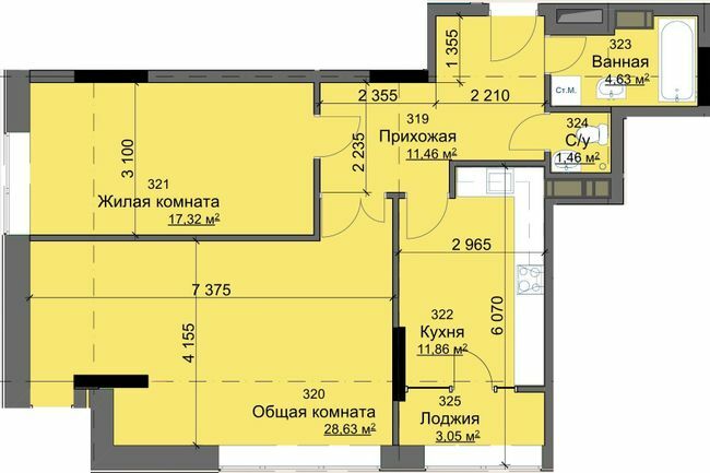 2-кімнатна 78.41 м² в ЖК Кристал від 25 500 грн/м², Харків