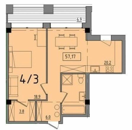 1-комнатная 57.17 м² в ЖК Comfort City от 33 250 грн/м², Днепр