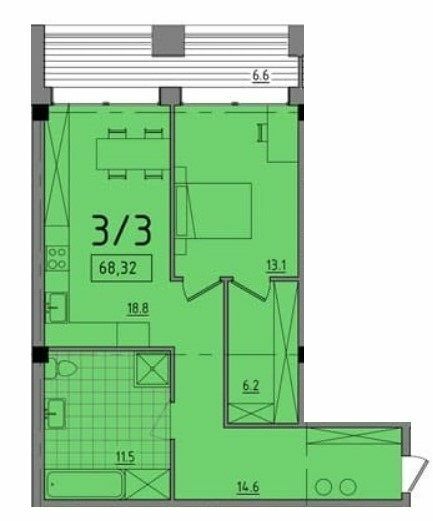 1-комнатная 68.32 м² в ЖК Comfort City от 26 150 грн/м², Днепр