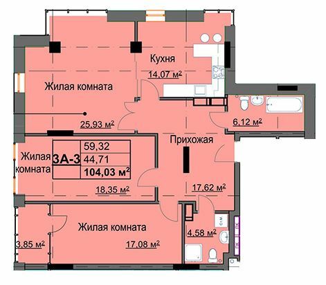 3-кімнатна 104.26 м² в ЖК Кристал від 25 500 грн/м², Харків