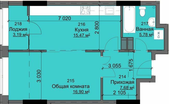 1-кімнатна 49.02 м² в ЖК Кристал від забудовника, Харків