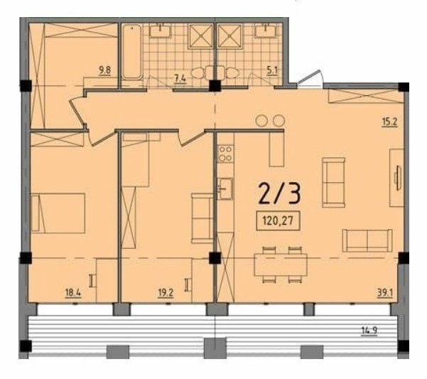 2-комнатная 120.27 м² в ЖК Comfort City от 27 700 грн/м², Днепр