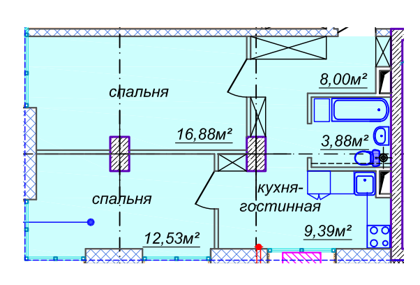 2-кімнатна 52.27 м² в ЖК Миронова від 26 700 грн/м², Дніпро