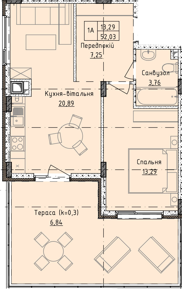 1-комнатная 52.03 м² в ЖК Приморские Сады от 19 950 грн/м², Одесса