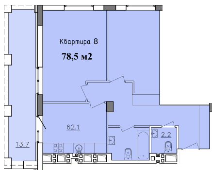 2-кімнатна 78.2 м² в ЖК Victory Hall від 17 800 грн/м², Дніпро