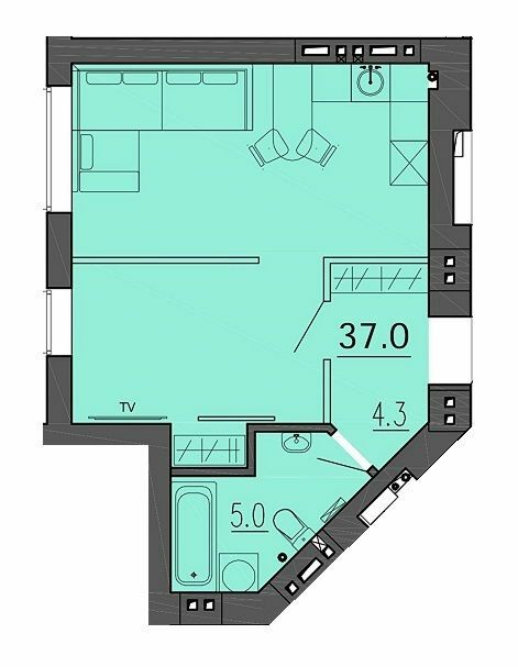 1-комнатная 37 м² в ЖК Воронцовский от 22 700 грн/м², Днепр