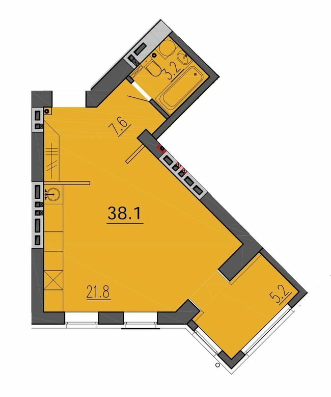 1-комнатная 38.1 м² в ЖК Воронцовский от 18 000 грн/м², Днепр