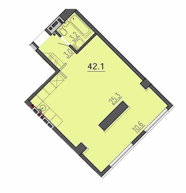 1-комнатная 42.1 м² в ЖК Воронцовский от 22 950 грн/м², Днепр