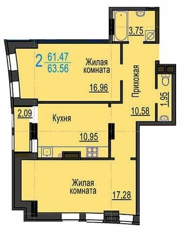 2-кімнатна 86 м² в ЖК Меридіан від 13 550 грн/м², Харків