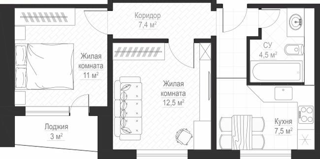 2-кімнатна 44 м² в ЖК Металіст від 22 250 грн/м², Харків