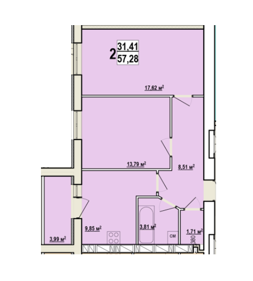 2-комнатная 57.28 м² в ЖК Мира-2 от 9 700 грн/м², Харьков