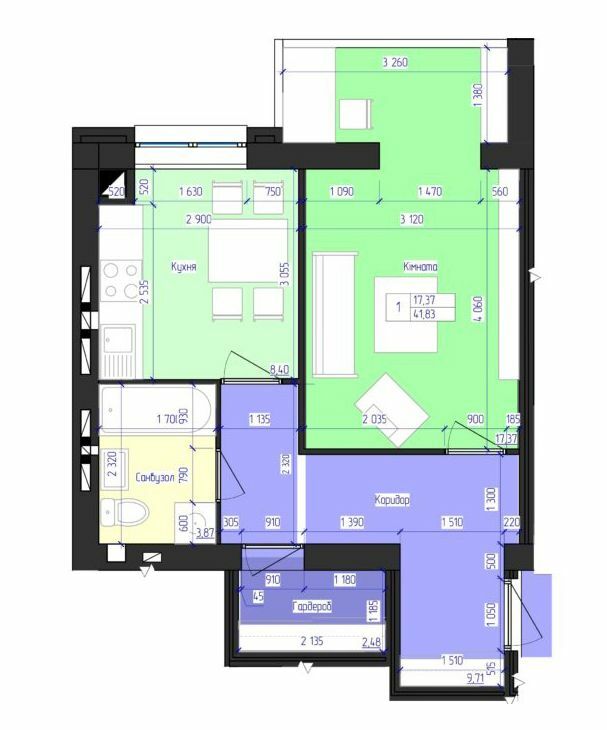 1-комнатная 41.83 м² в ЖК Олимпийский от 16 700 грн/м², Харьков