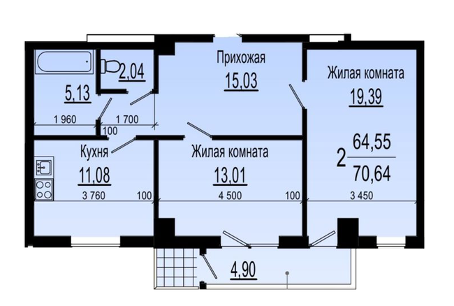 2-комнатная 70.64 м² в ЖК Павловский Квартал от 20 350 грн/м², Харьков