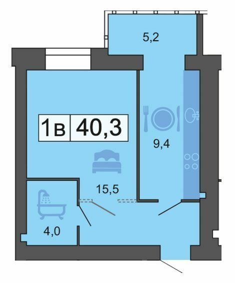 1-комнатная 40.3 м² в ЖК River Park от 21 300 грн/м², Днепр