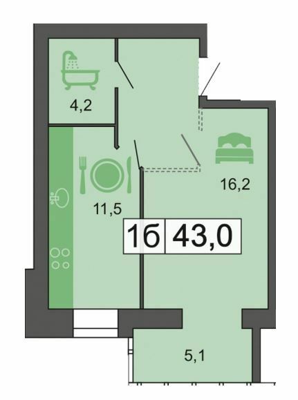 1-комнатная 43 м² в ЖК River Park от 21 300 грн/м², Днепр