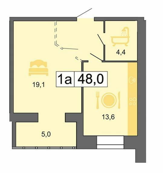 1-комнатная 48 м² в ЖК River Park от 21 300 грн/м², Днепр
