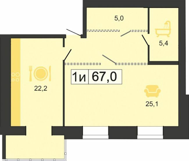1-комнатная 67 м² в ЖК River Park от 21 300 грн/м², Днепр